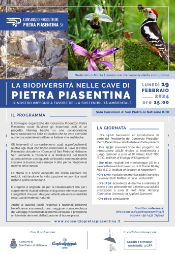 Convegno sulla  Biodiversità nelle cave di Pietra Piasentina